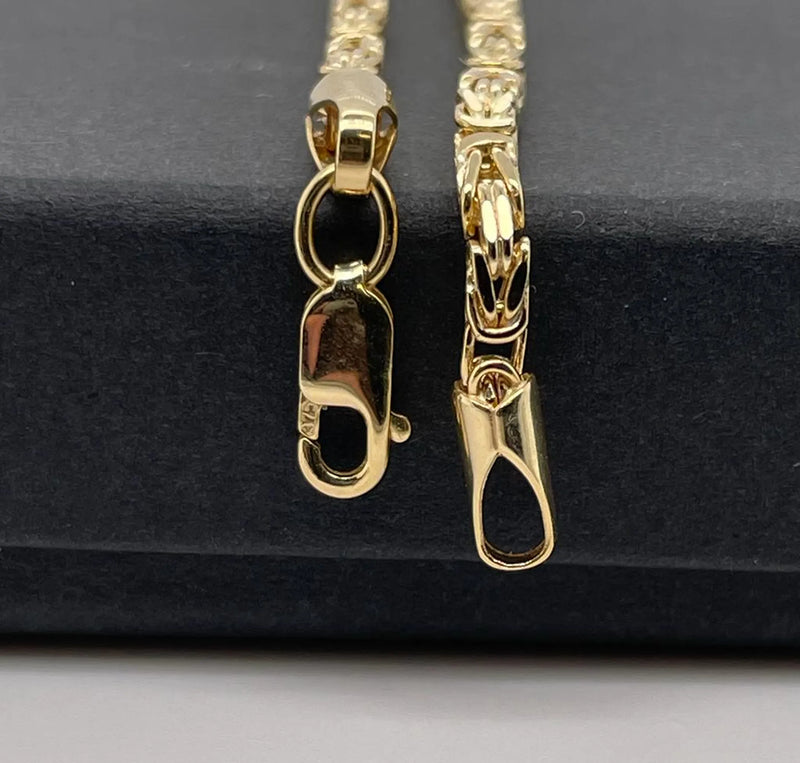 9ct Yellow Gold Byzantine King Square Chain - 2mm | Shop Online Sarraf Jewellers UK