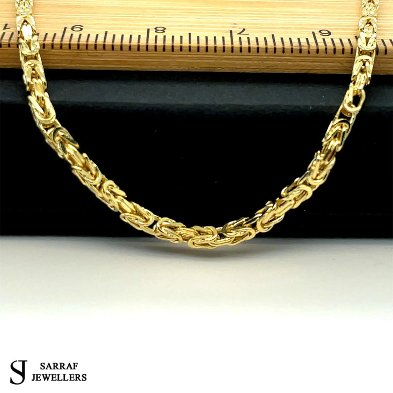 14ct Gold 2mm Byzantine Chain Bracelet Mens & Womens 18 20 22 24 26 Inch Lengths - Sarraf Jewellers
