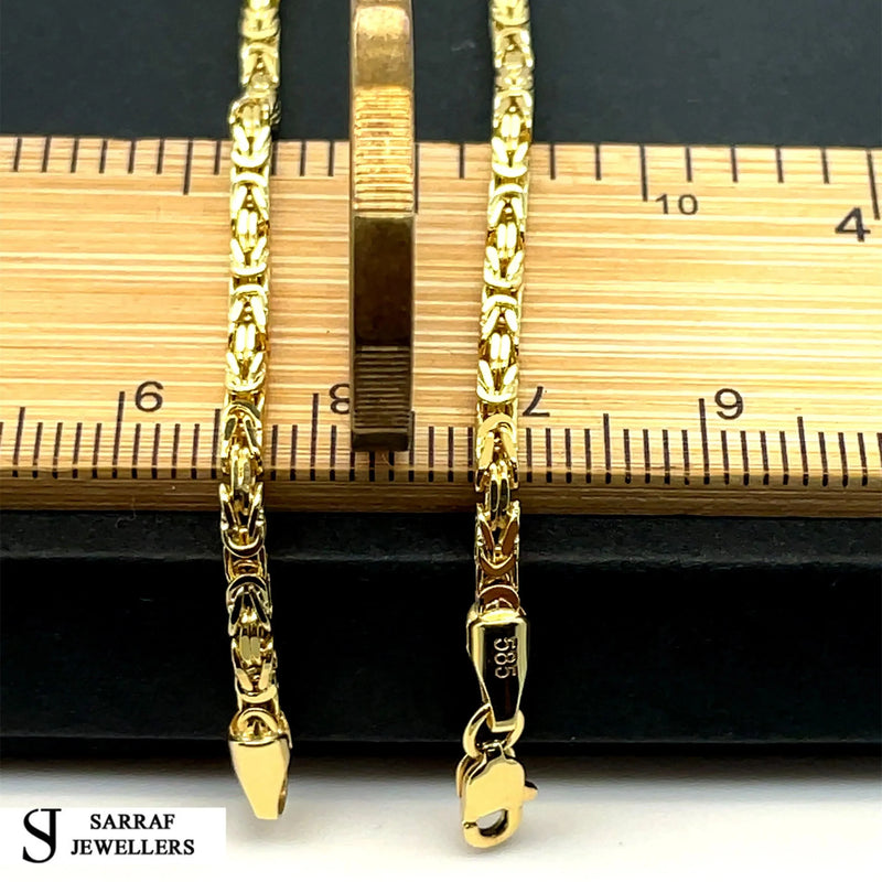 14ct Yellow Gold Byzantine Bali Link Bracelet Plain Design UK Hallmarked | Shop Online Sarraf Jewellers UK - Sarraf Jewellers