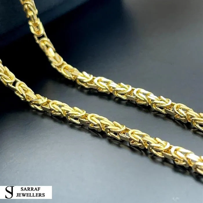 14ct Yellow Gold Byzantine Bali Link Bracelet Plain Design UK Hallmarked | Shop Online Sarraf Jewellers UK - Sarraf Jewellers