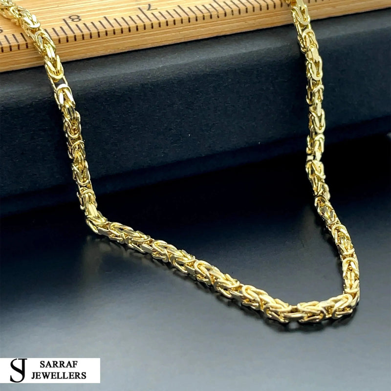 14ct Yellow Gold Byzantine Bali Link Bracelet Plain Design UK Hallmarked | Shop Online Sarraf Jewellers UK - Sarraf Jewellers
