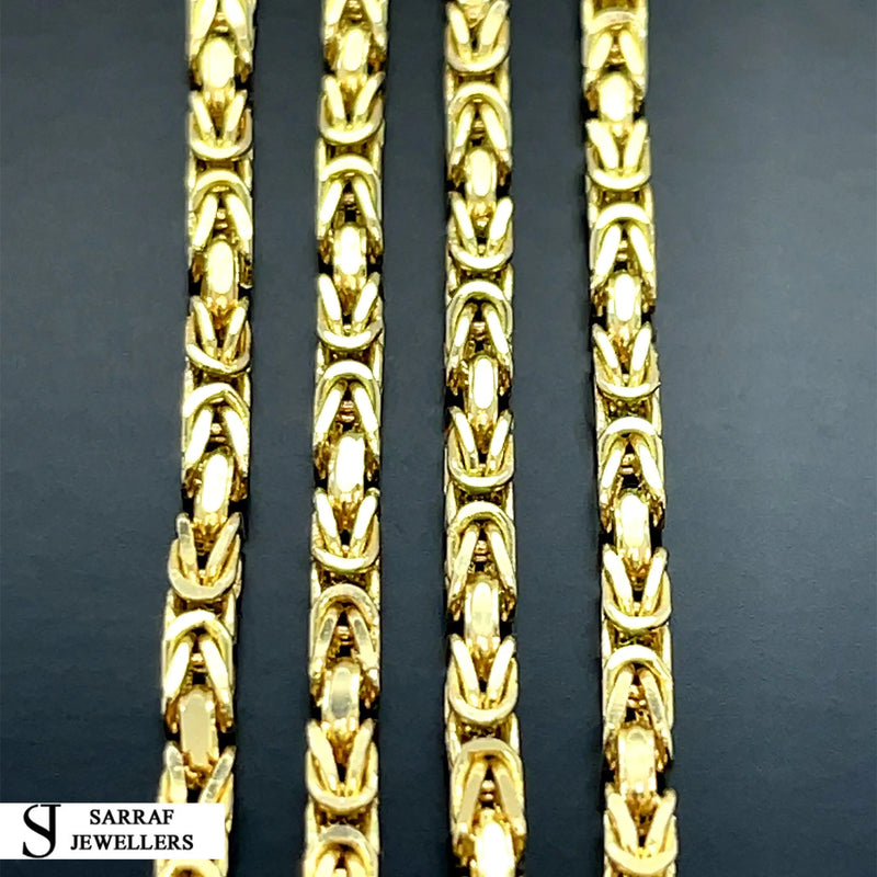 14ct Yellow Gold Byzantine Bali Link Bracelet Plain Design UK Hallmarked | Shop Online Sarraf Jewellers UK - Sarraf Jewellers