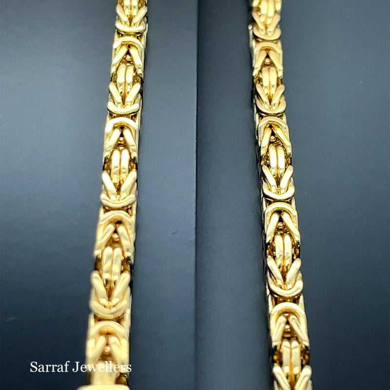 14ct Yellow Gold Byzantine Bali Link Bracelet Plain Design UK Hallmarked | Shop Online Sarraf Jewellers UK - Sarraf Jewellers