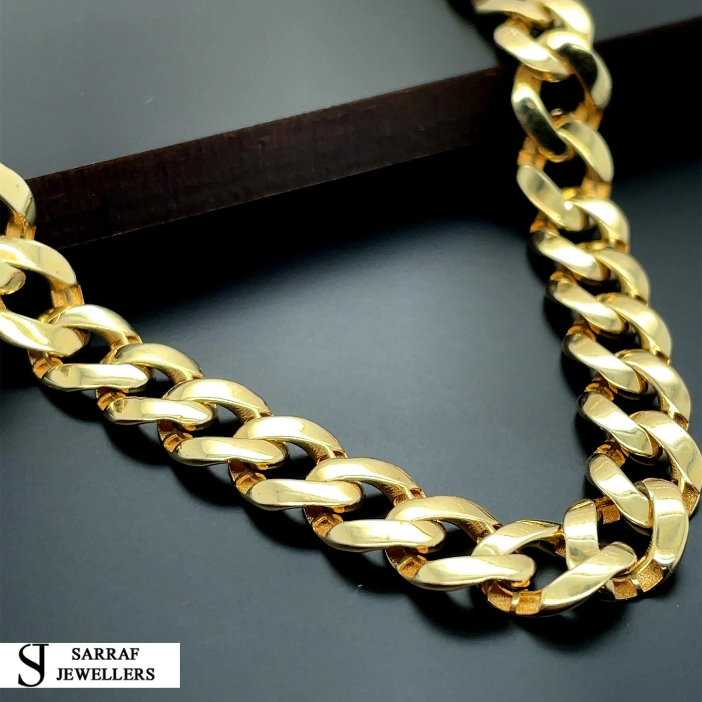 14ct Yellow Gold CZ Heavy Men's Curb Chain 24