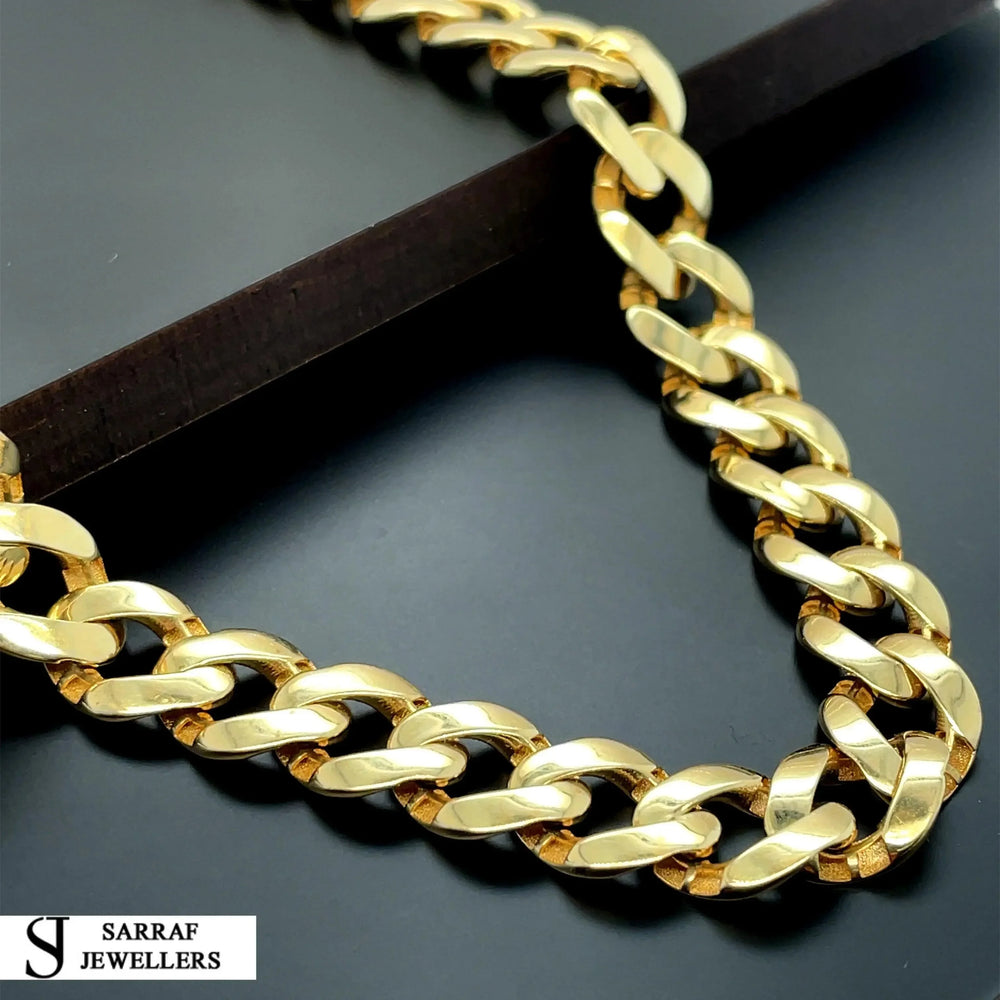14ct Yellow Gold CZ Heavy Men's Curb Chain - 24
