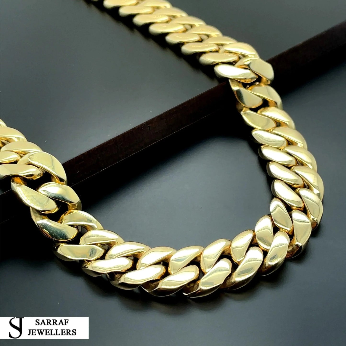 14ct-yellow-gold-solid-plain-cuban-curb-men-s-chain-22-or-shop-online-sarraf-jewellers-uk-2 - Sarraf Jewellers