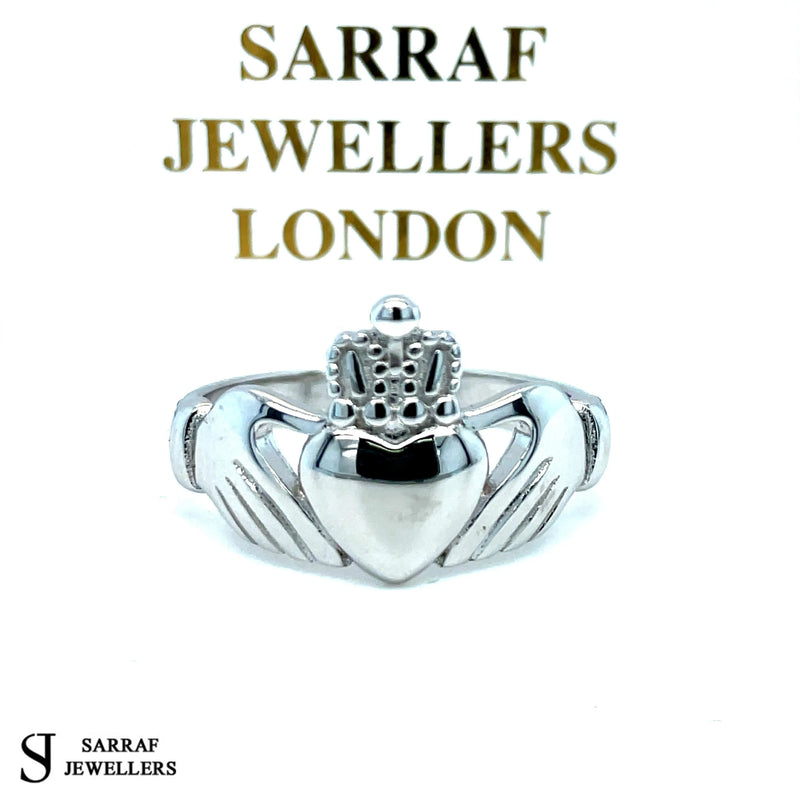 Ladies Irish Claddagh Rings 925 Sterling Silver Plain Design UK Hallmarked | Shop Online Sarraf Jewellers UK