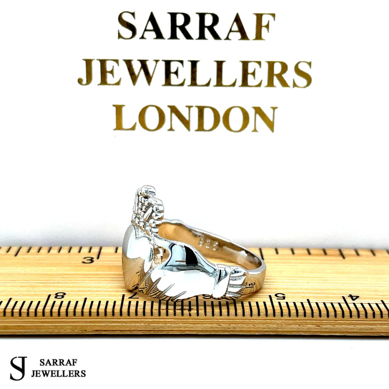Ladies Irish Claddagh Rings 925 Sterling Silver Plain Design UK Hallmarked | Shop Online Sarraf Jewellers UK