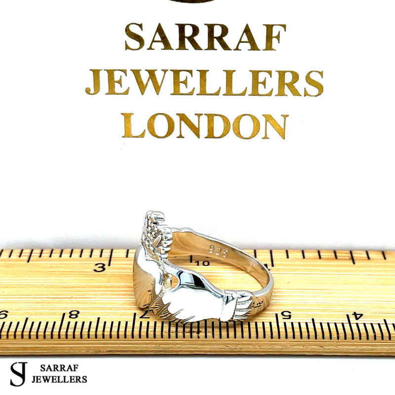Ladies Irish Claddagh Rings 925 Sterling Silver Plain Design UK Hallmarked | Shop Online Sarraf Jewellers UK