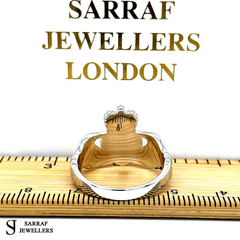 Ladies Irish Claddagh Rings 925 Sterling Silver Plain Design UK Hallmarked | Shop Online Sarraf Jewellers UK