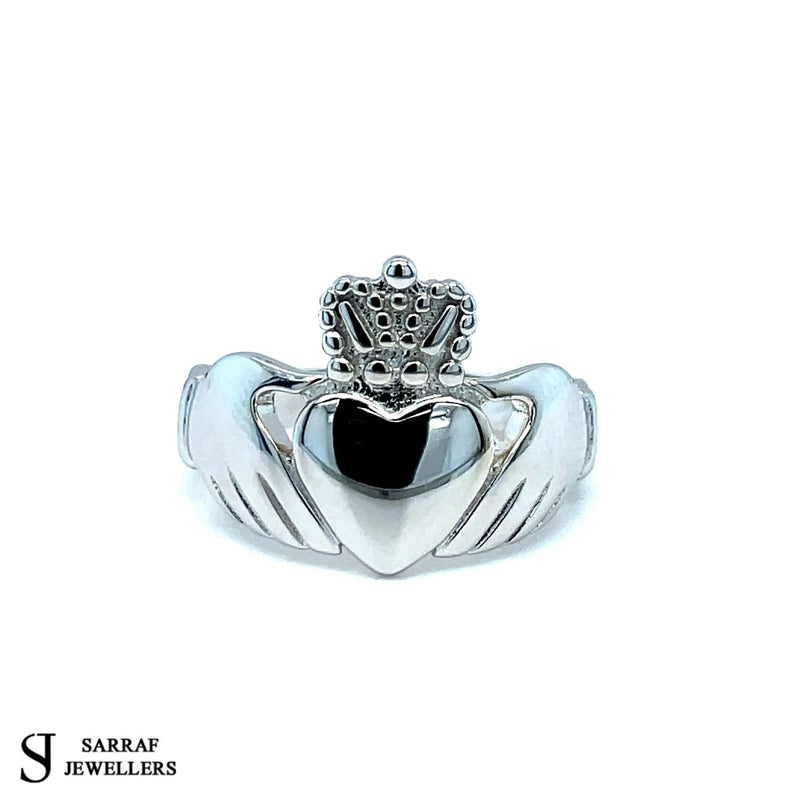 Ladies Irish Claddagh Rings 925 Sterling Silver Plain Design UK Hallmarked | Shop Online Sarraf Jewellers UK