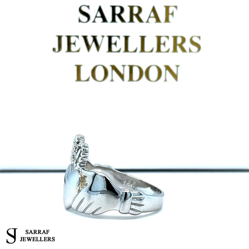 Ladies Irish Claddagh Rings 925 Sterling Silver Plain Design UK Hallmarked | Shop Online Sarraf Jewellers UK