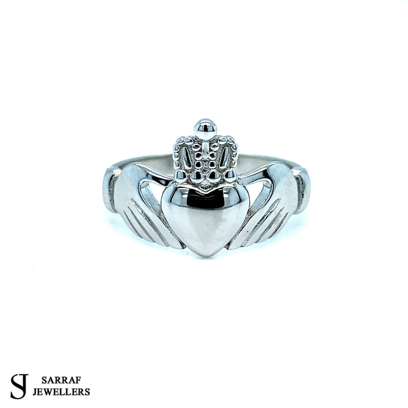 Ladies Irish Claddagh Rings 925 Sterling Silver Plain Design UK Hallmarked | Shop Online Sarraf Jewellers UK