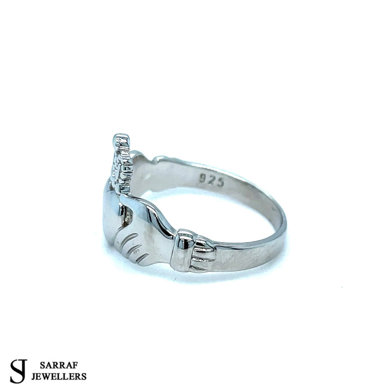 Ladies Irish Claddagh Rings 925 Sterling Silver Plain Design UK Hallmarked | Shop Online Sarraf Jewellers UK