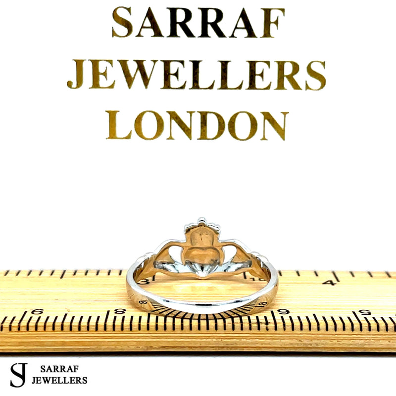 Ladies Irish Claddagh Rings 925 Sterling Silver Plain Design UK Hallmarked | Shop Online Sarraf Jewellers UK