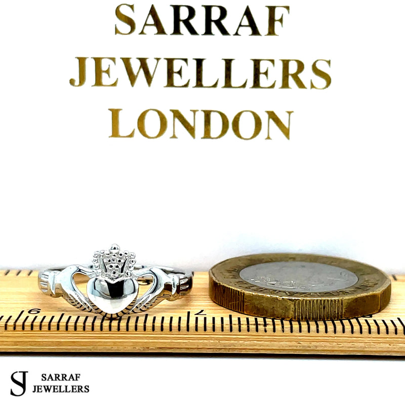 Ladies Irish Claddagh Rings 925 Sterling Silver Plain Design UK Hallmarked | Shop Online Sarraf Jewellers UK
