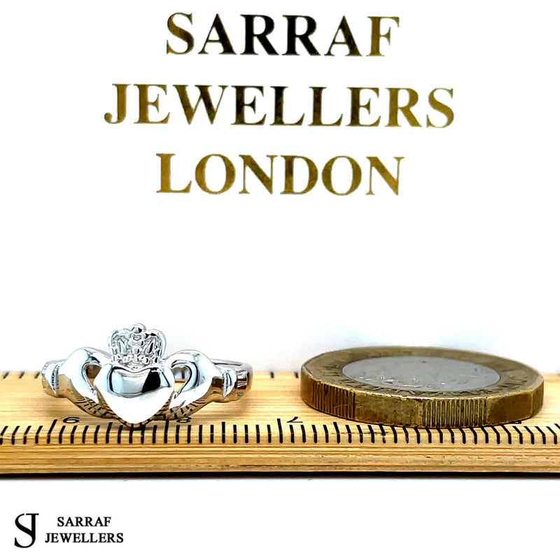 Ladies Irish Claddagh Rings 925 Sterling Silver Plain Design UK Hallmarked | Shop Online Sarraf Jewellers UK
