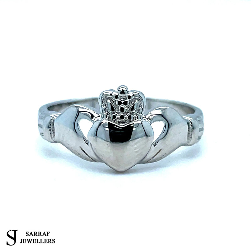 Ladies Irish Claddagh Rings 925 Sterling Silver Plain Design UK Hallmarked | Shop Online Sarraf Jewellers UK