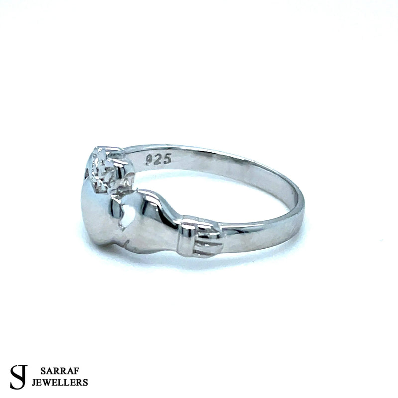 Ladies Irish Claddagh Rings 925 Sterling Silver Plain Design UK Hallmarked | Shop Online Sarraf Jewellers UK
