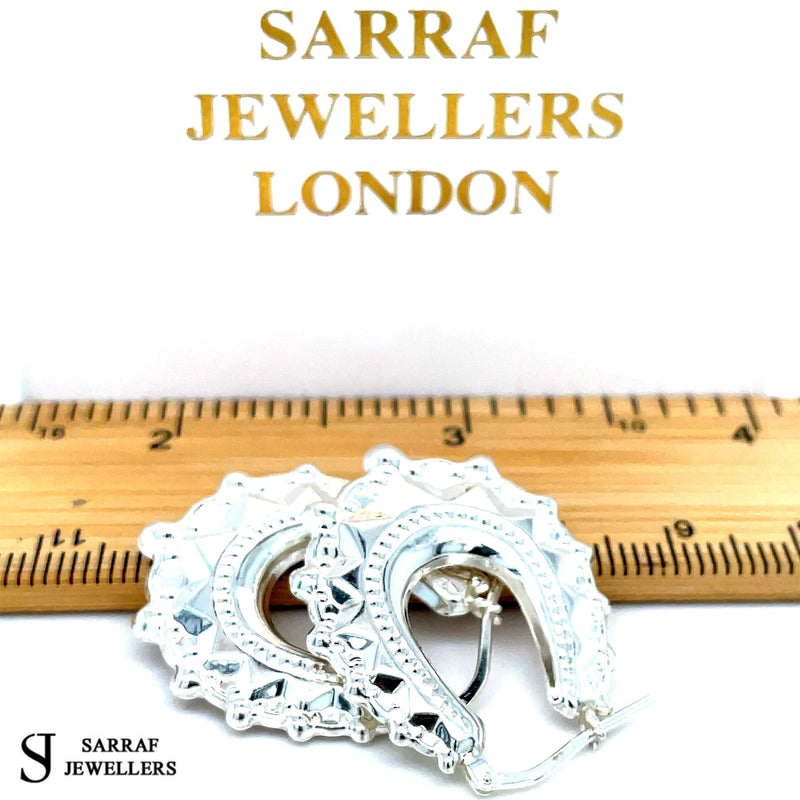 925 Sterling Silver Plain Creole Earring | Shop Online Sarraf Jewellers UK