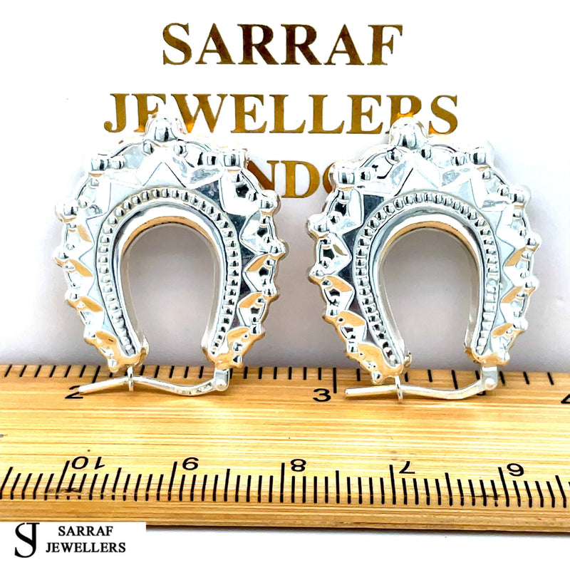 925 Sterling Silver Plain Creole Earring | Shop Online Sarraf Jewellers UK