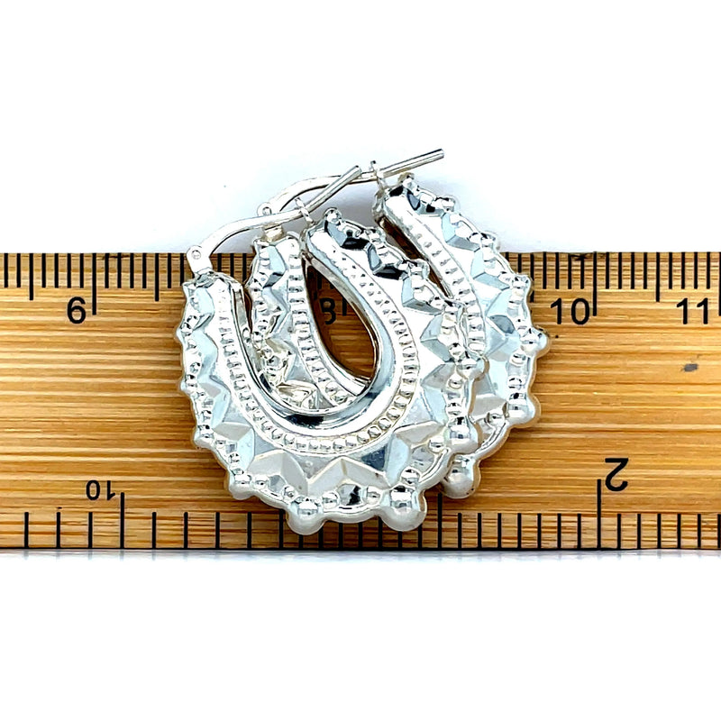 925 Sterling Silver Plain Creole Earring | Shop Online Sarraf Jewellers UK