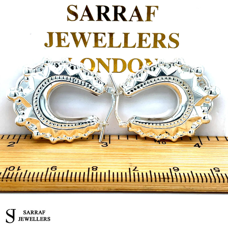 925 Sterling Silver Plain Creole Earring | Shop Online Sarraf Jewellers UK