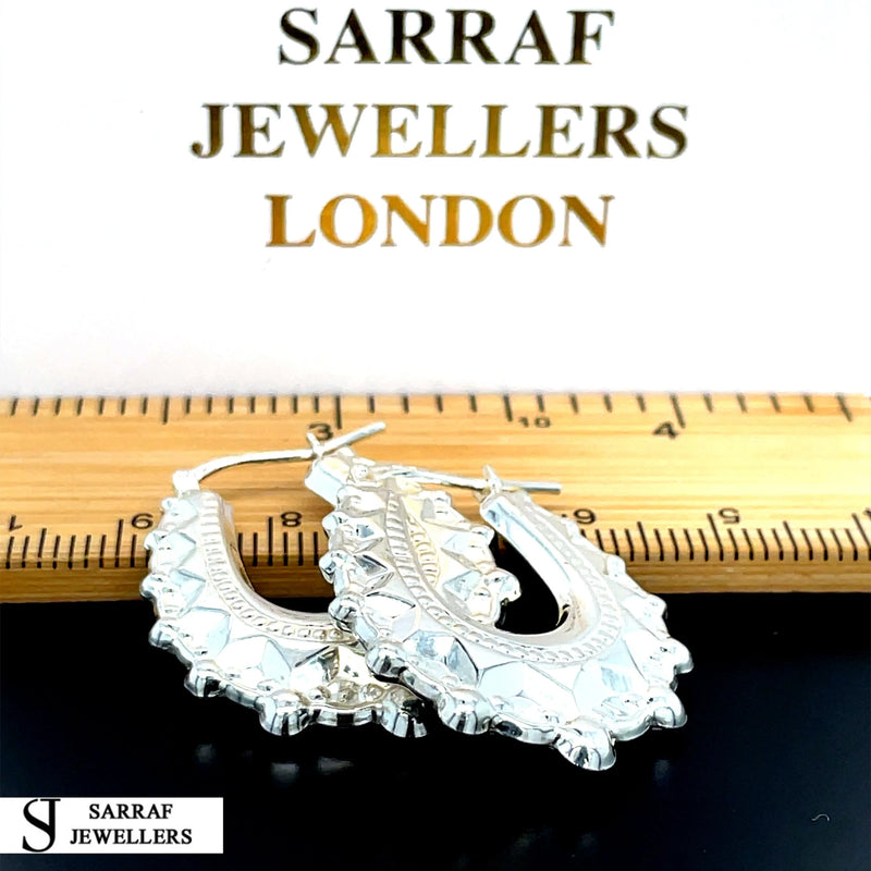 925 Sterling Silver Plain Creole Earring | Shop Online Sarraf Jewellers UK