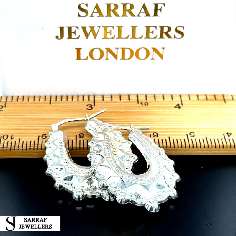 925 Sterling Silver Plain Creole Earring | Shop Online Sarraf Jewellers UK