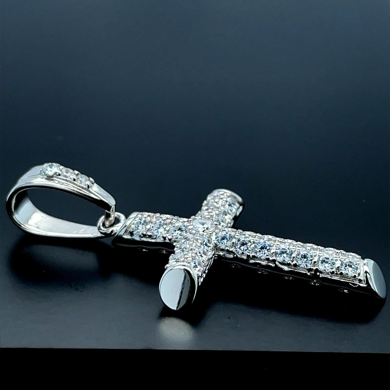 925 Sterling Silver CZ Cross Pendant – Small, Medium, Large Sizes | Shop Online Sarraf Jewellers UK