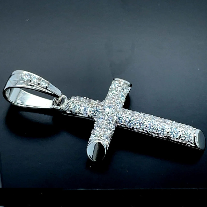 925 Sterling Silver CZ Cross Pendant – Small, Medium, Large Sizes | Shop Online Sarraf Jewellers UK