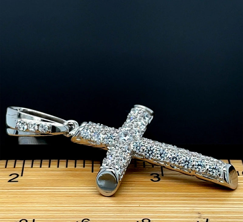 925 Sterling Silver CZ Cross Pendant – Small, Medium, Large Sizes | Shop Online Sarraf Jewellers UK