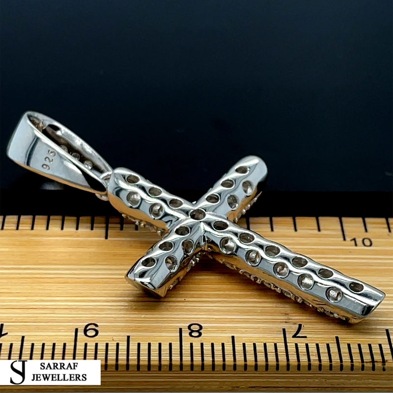925 Sterling Silver CZ Cross Pendant – Small, Medium, Large Sizes | Shop Online Sarraf Jewellers UK