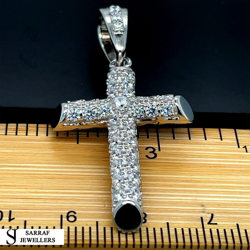 925 Sterling Silver CZ Cross Pendant – Small, Medium, Large Sizes | Shop Online Sarraf Jewellers UK