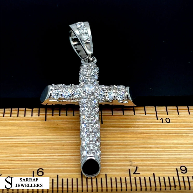 925 Sterling Silver CZ Cross Pendant – Small, Medium, Large Sizes | Shop Online Sarraf Jewellers UK