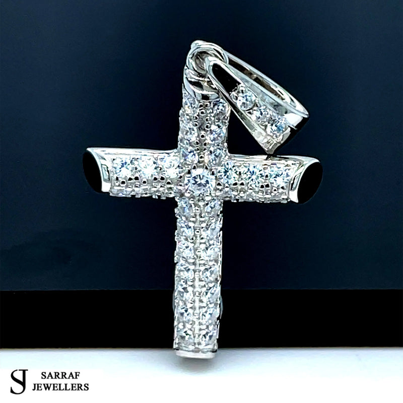 925 Sterling Silver CZ Cross Pendant – Small, Medium, Large Sizes | Shop Online Sarraf Jewellers UK