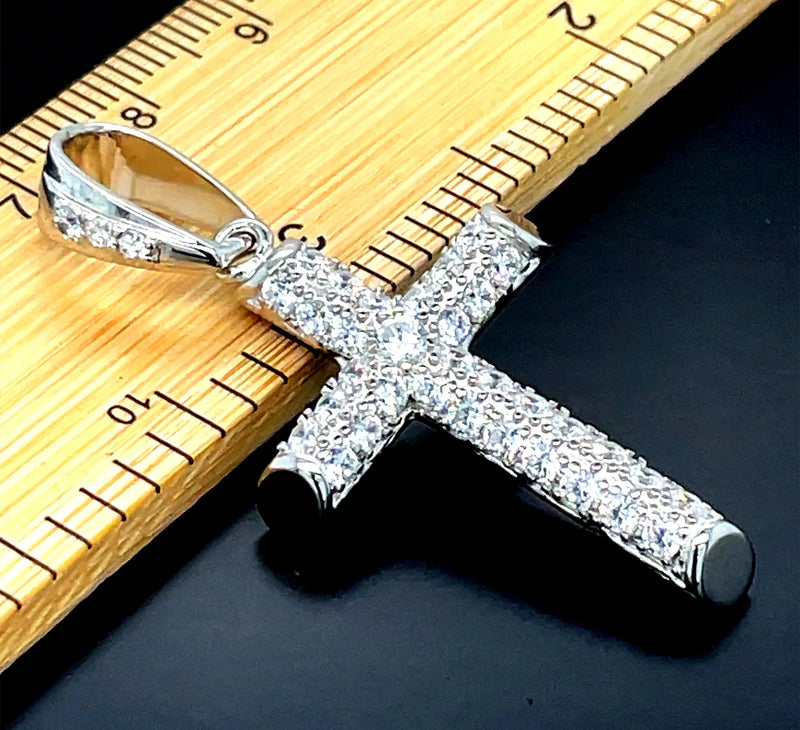 925 Sterling Silver CZ Cross Pendant – Small, Medium, Large Sizes | Shop Online Sarraf Jewellers UK