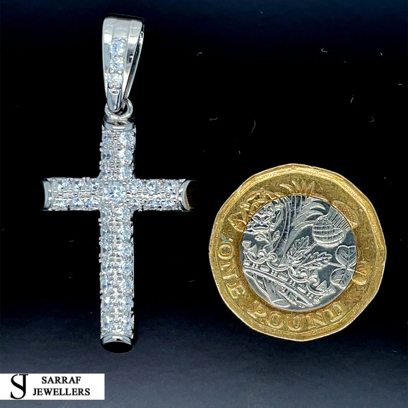 925 Sterling Silver CZ Cross Pendant – Small, Medium, Large Sizes | Shop Online Sarraf Jewellers UK