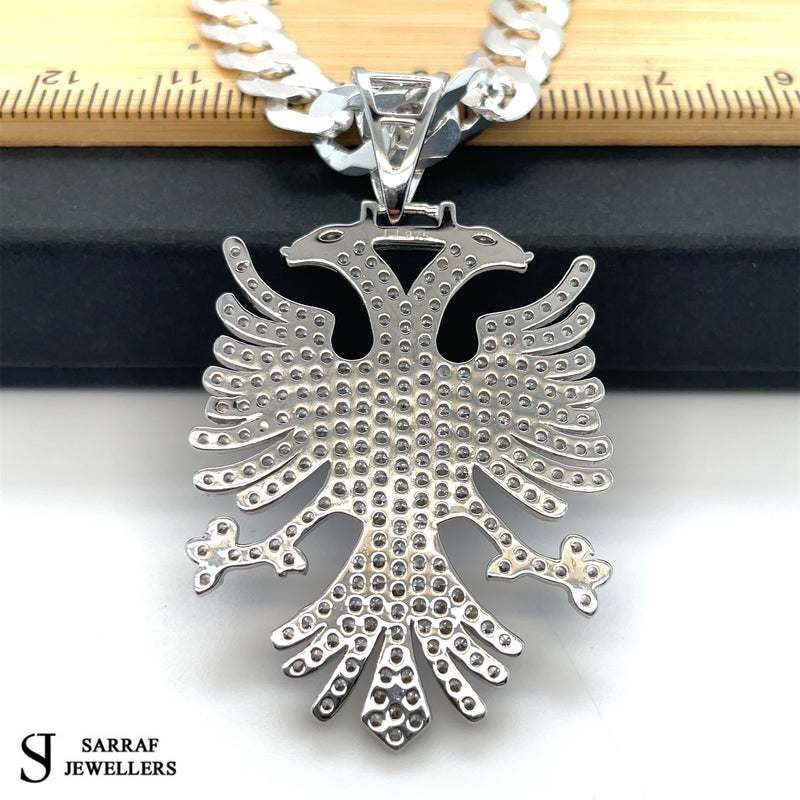 Silver Albanian Pendant + Curb Chain g1163