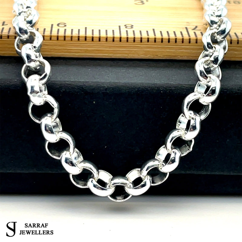 Silver Round Belcher Necklace Plain Light Design Chain UK Hallmarked - 4mm | Shop Online Sarraf Jewellers UK
