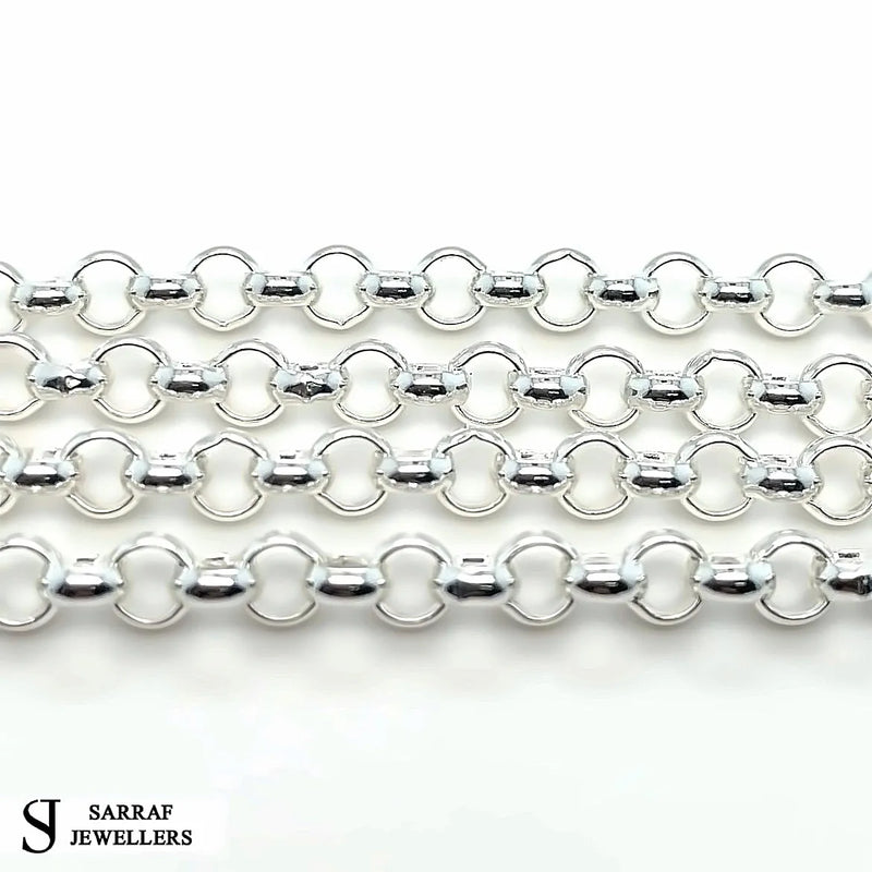 Silver Round Belcher Necklace Plain Light Design Chain UK Hallmarked - 4mm | Shop Online Sarraf Jewellers UK