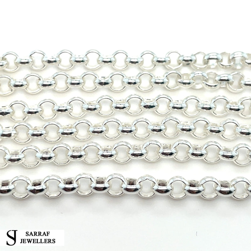 Silver Round Belcher Necklace Plain Light Design Chain UK Hallmarked - 4mm | Shop Online Sarraf Jewellers UK