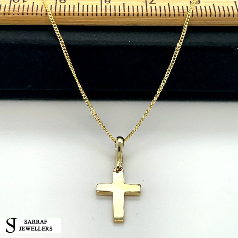 9ct Yellow Gold Plain Oval Cross Pendant | Shop Online Sarraf Jewellers UK