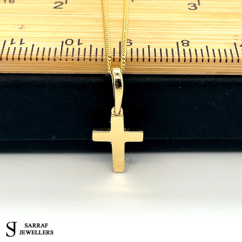 9ct Yellow Gold Plain Oval Cross Pendant | Shop Online Sarraf Jewellers UK