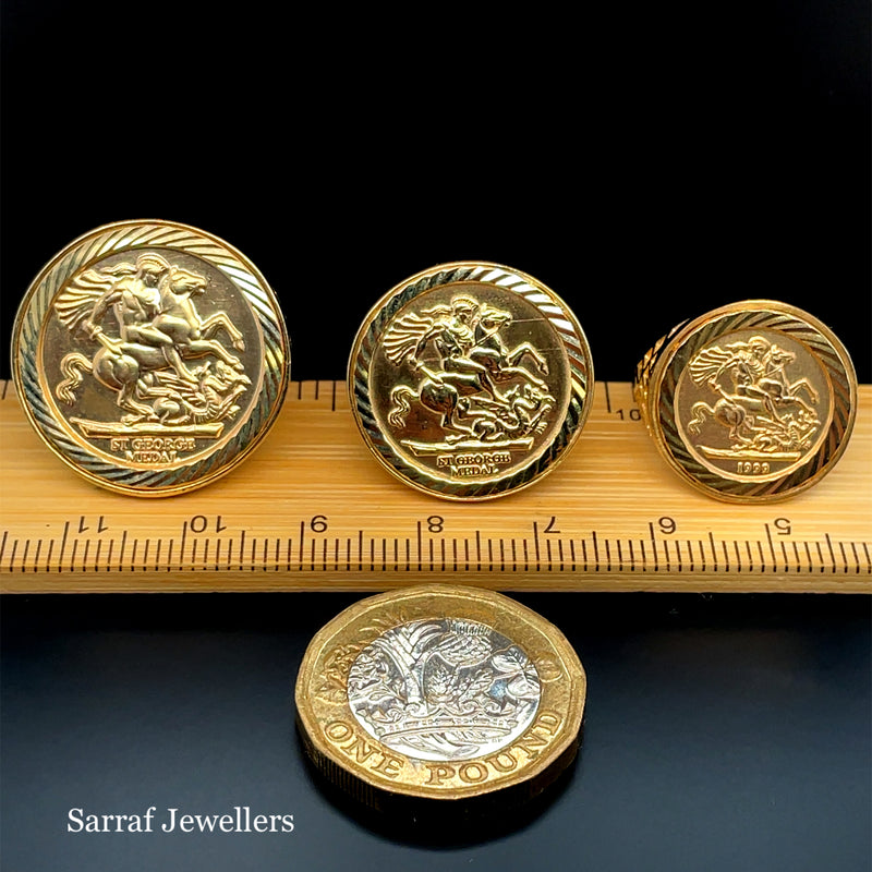 St George Sovereign Gold Ring, Full Half 1/10 Sovereign Coin, Coin Jewelry, Coin Rings, Mens Ring
