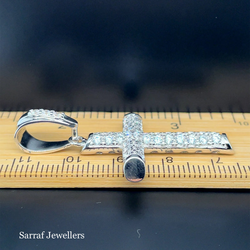 925 Sterling Silver CZ Cross Pendant – Small, Medium, Large Sizes | Shop Online Sarraf Jewellers UK