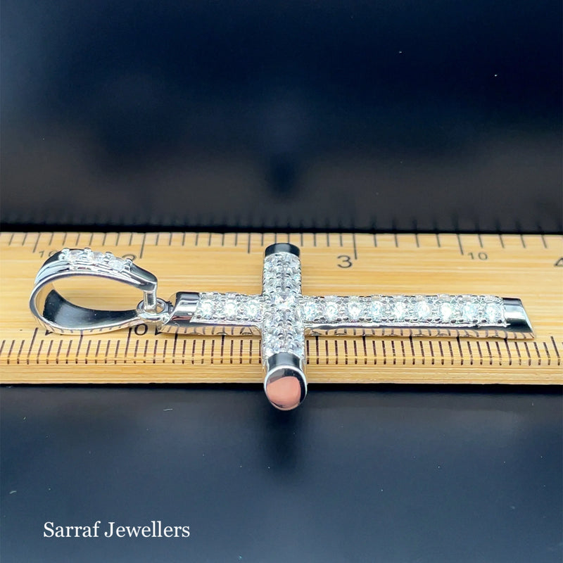 925 Sterling Silver CZ Cross Pendant – Small, Medium, Large Sizes | Shop Online Sarraf Jewellers UK