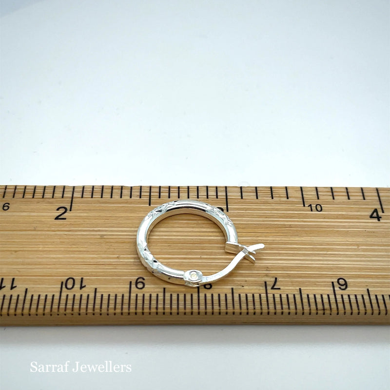 925 Sterling Silver Diamond Cut Hoop Earrings – 10mm, 15mm, 20mm, 25mm, 30mm | Shop Online Sarraf Jewellers UK