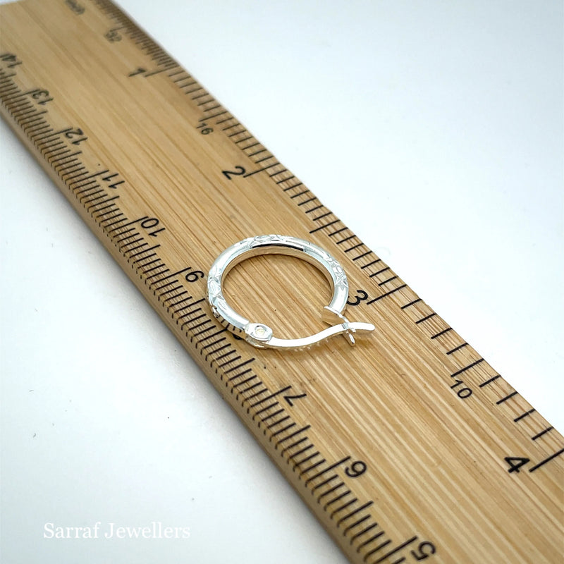 925 Sterling Silver Diamond Cut Hoop Earrings – 10mm, 15mm, 20mm, 25mm, 30mm | Shop Online Sarraf Jewellers UK