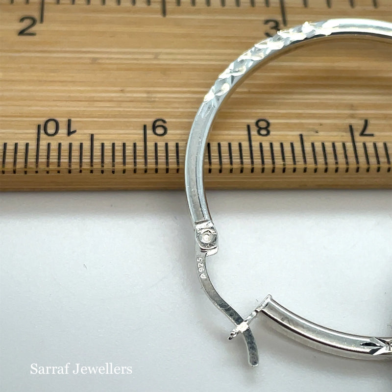 925 Sterling Silver Diamond Cut Hoop Earrings – 10mm, 15mm, 20mm, 25mm, 30mm | Shop Online Sarraf Jewellers UK